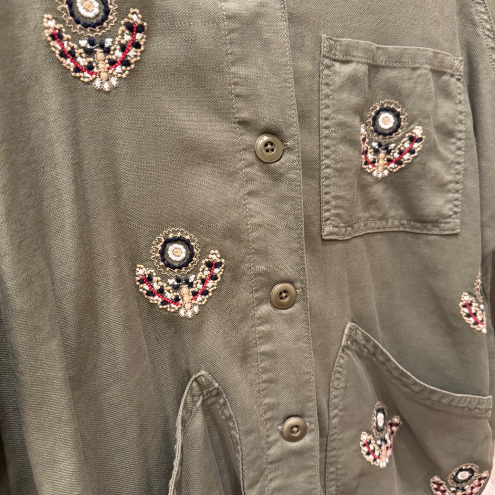 The Great. Army Green Embroidered Jacket - Picture 2 of 5